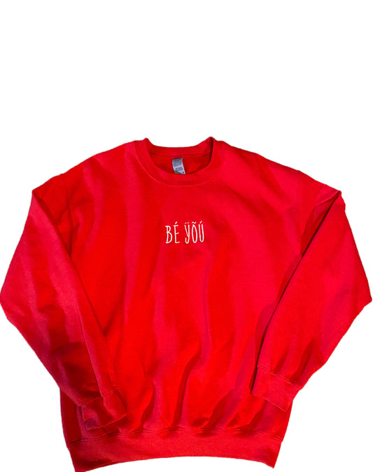 BÉ ŸÕÚ Embroidered Red Crewneck