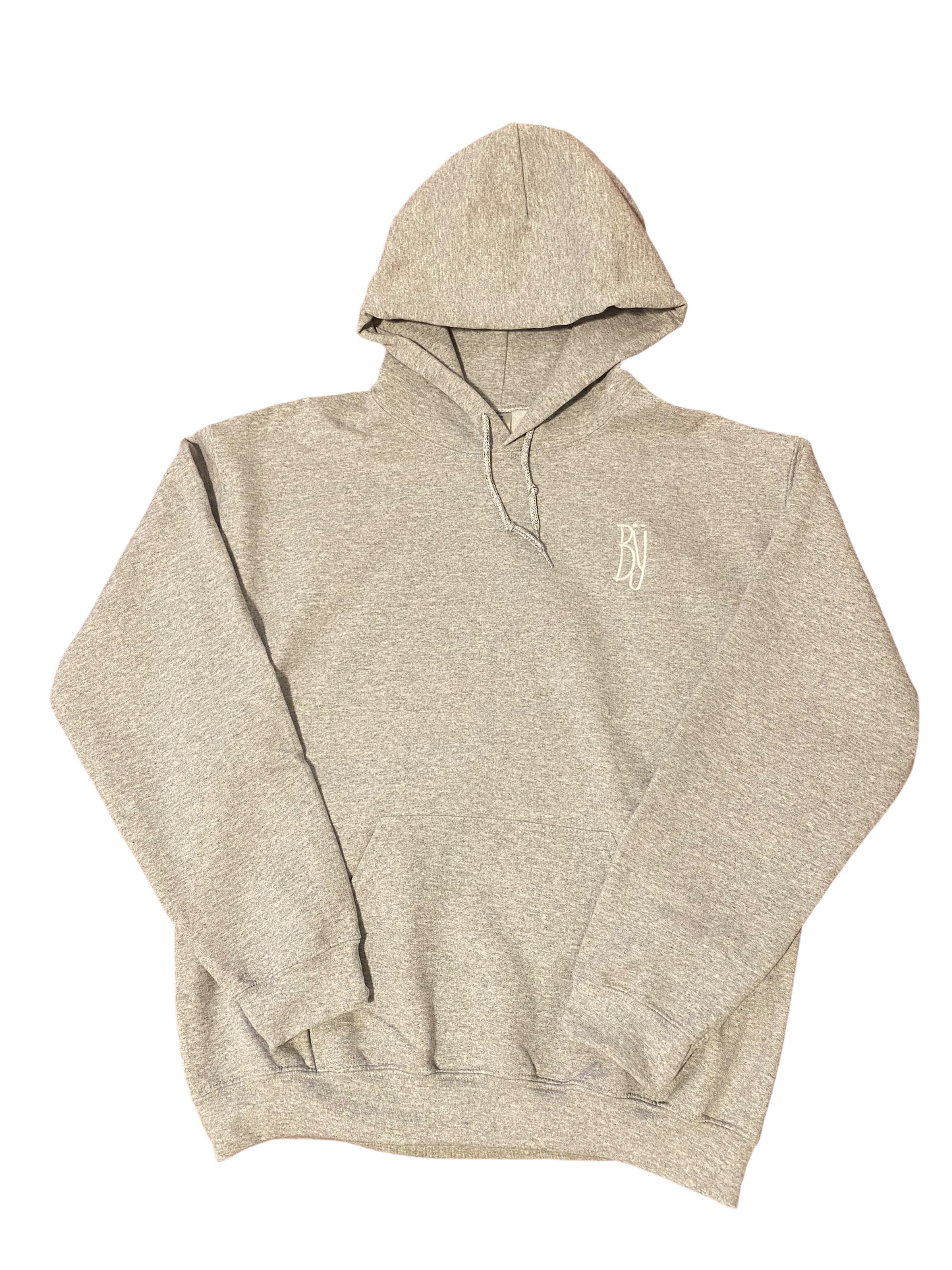 Embroidered Gray Logo Hoodie